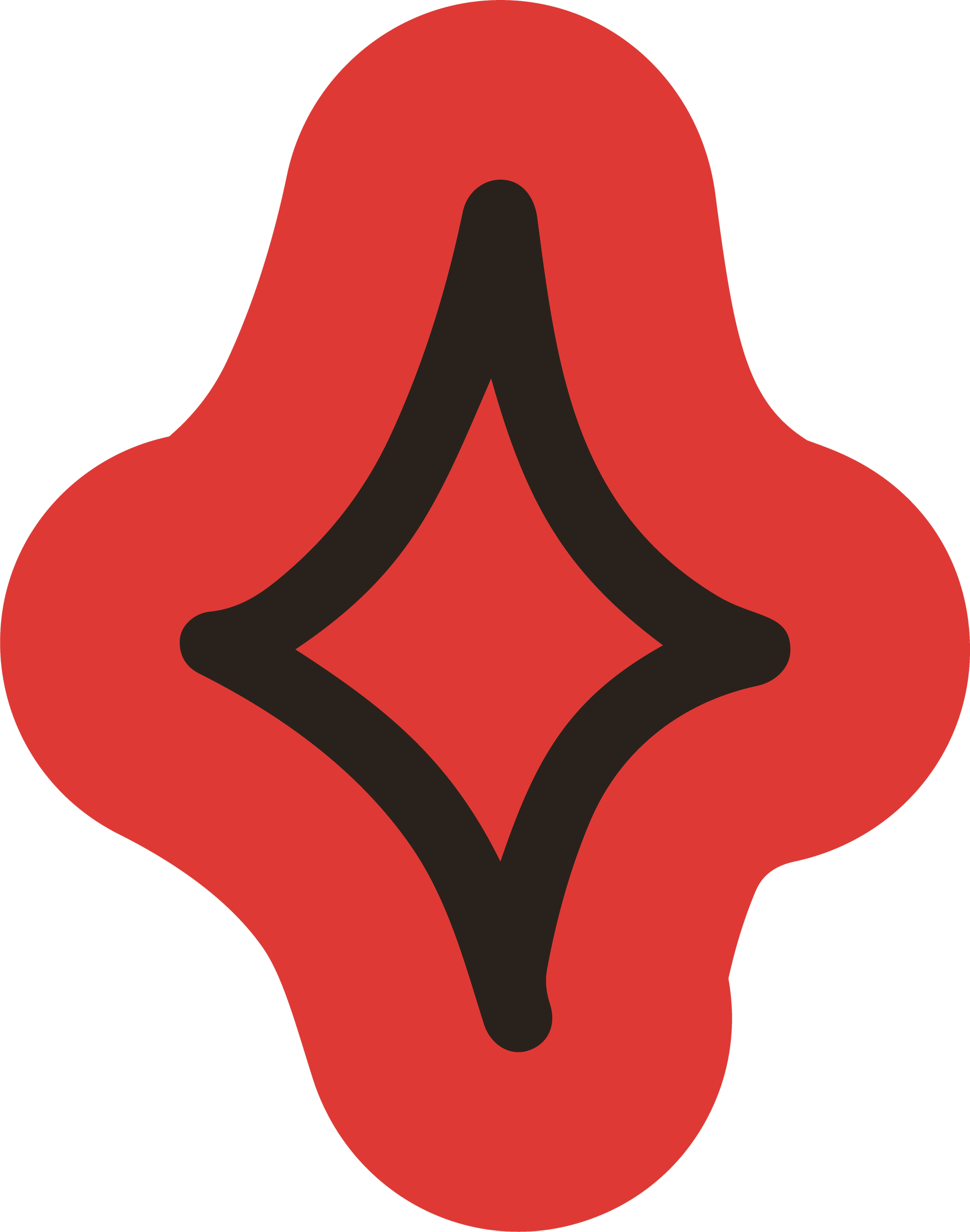 A diamond star with black outlines on a red background.