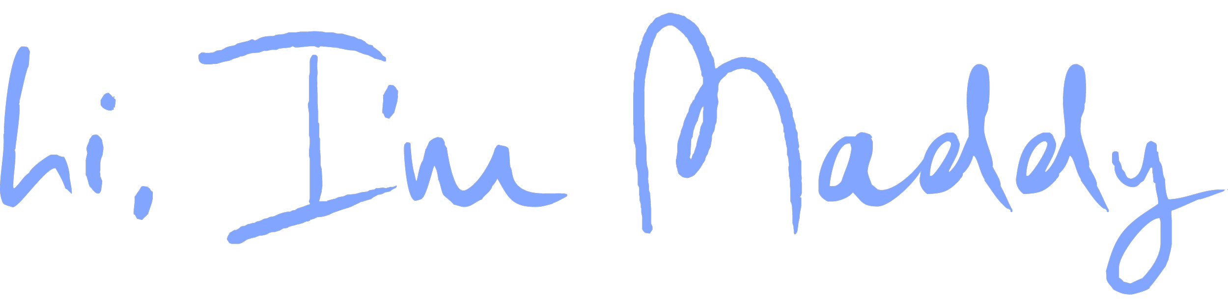 A signature reading 'Hi, I'm Maddy' in blue ink.