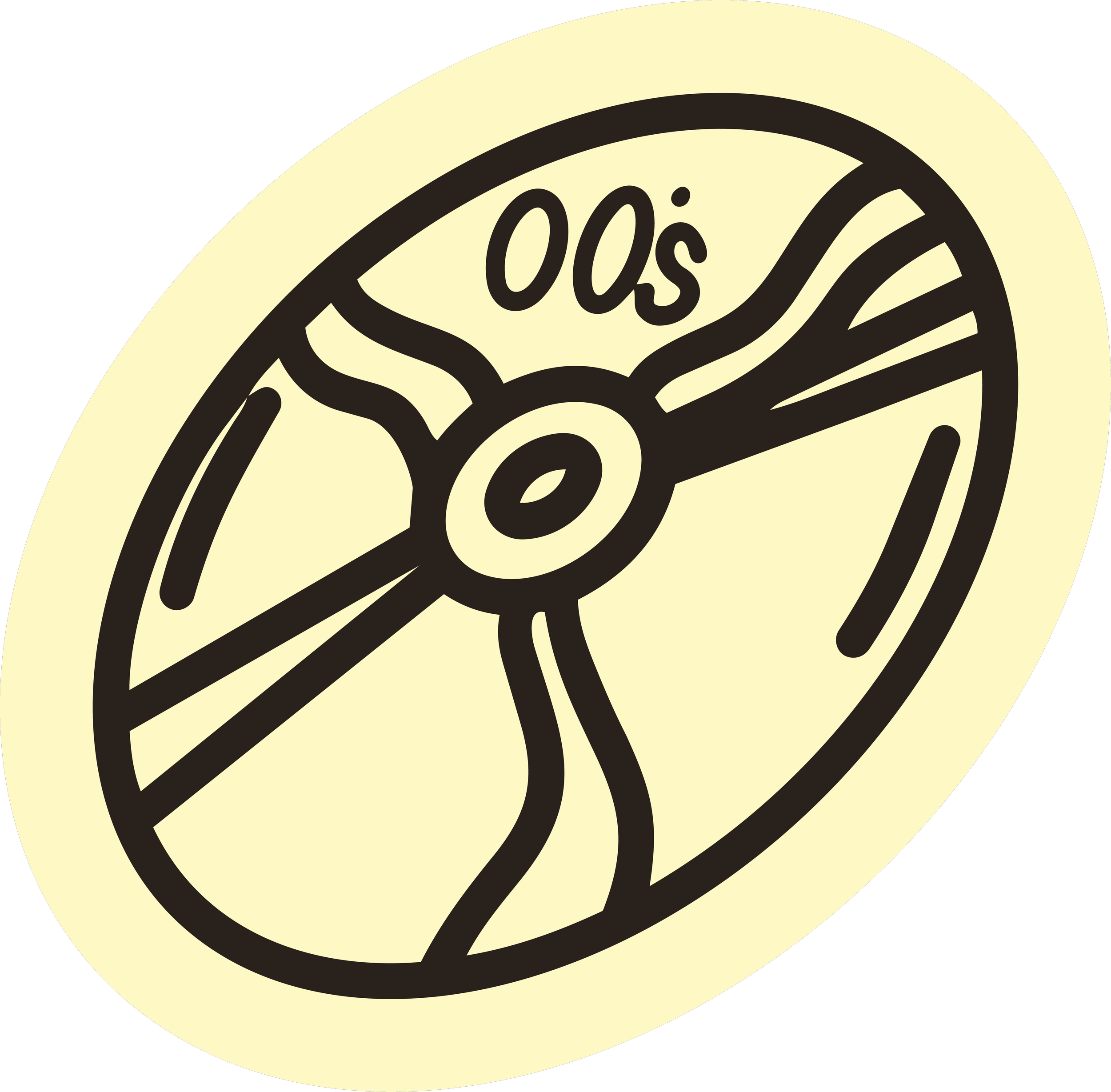 A CD with the word 00's with black outlines on a yellow background.