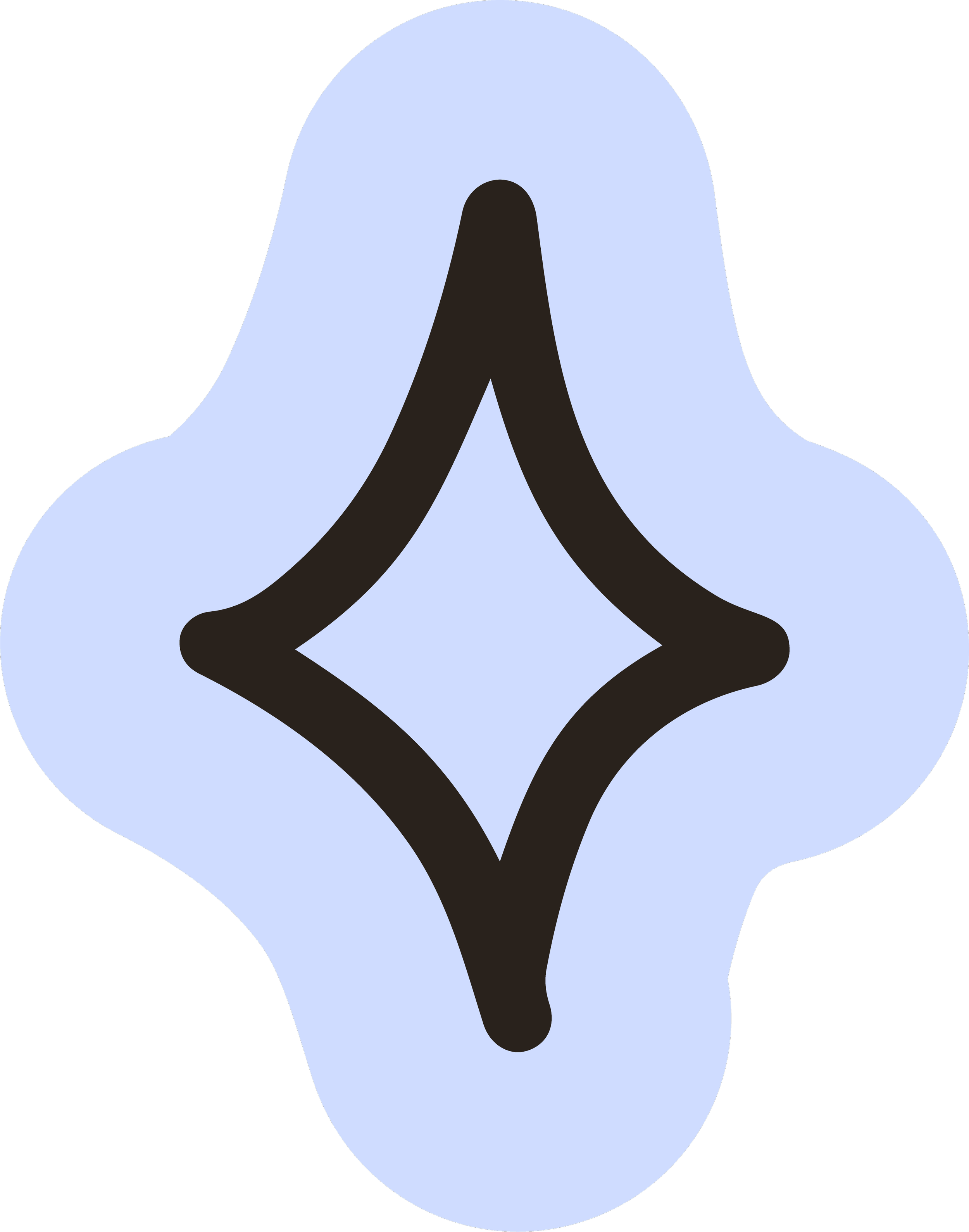 A diamond star with black outlines on a light blue background.