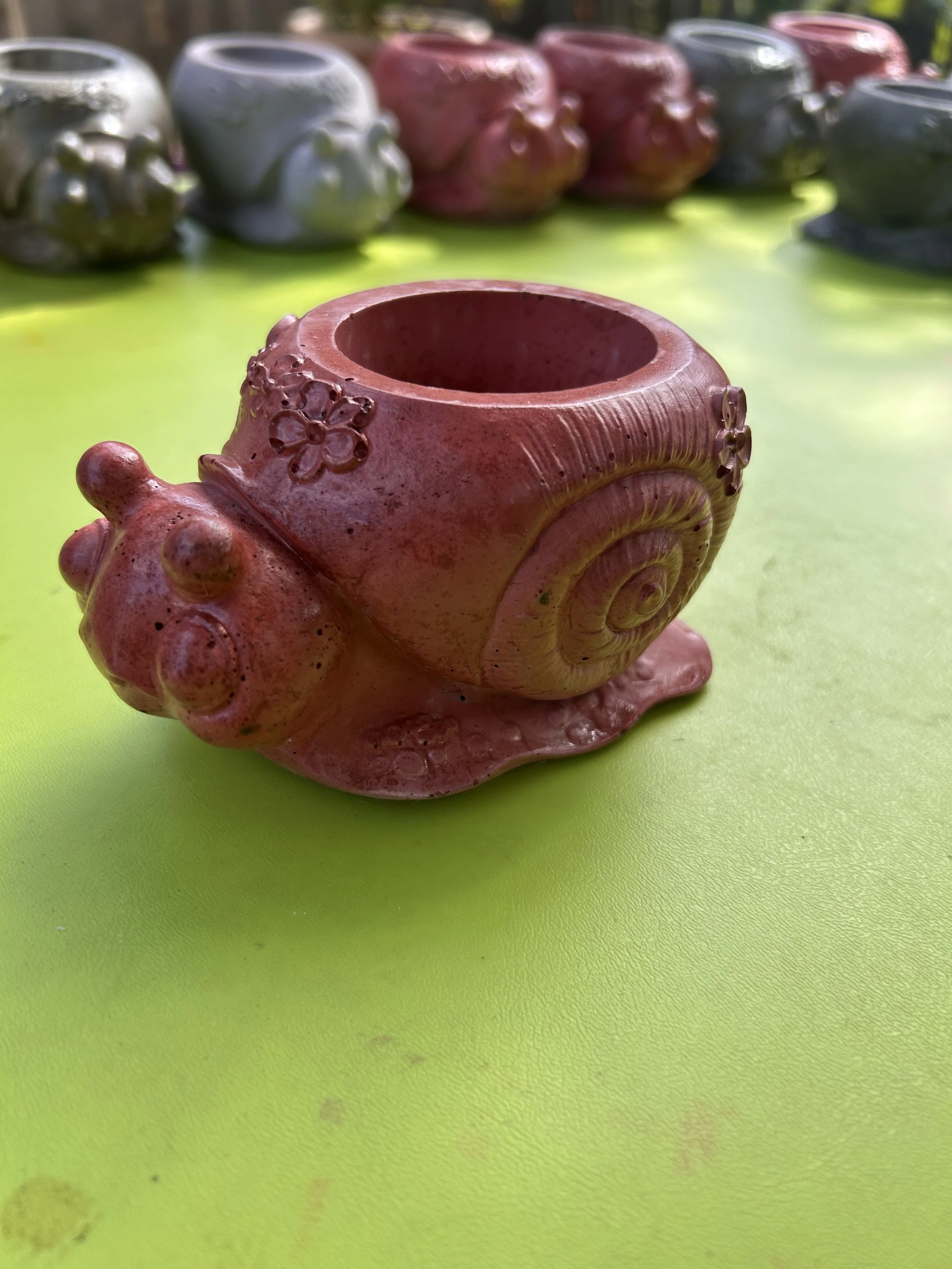 Concrete Snail Planter 'Terra-cotta Red'