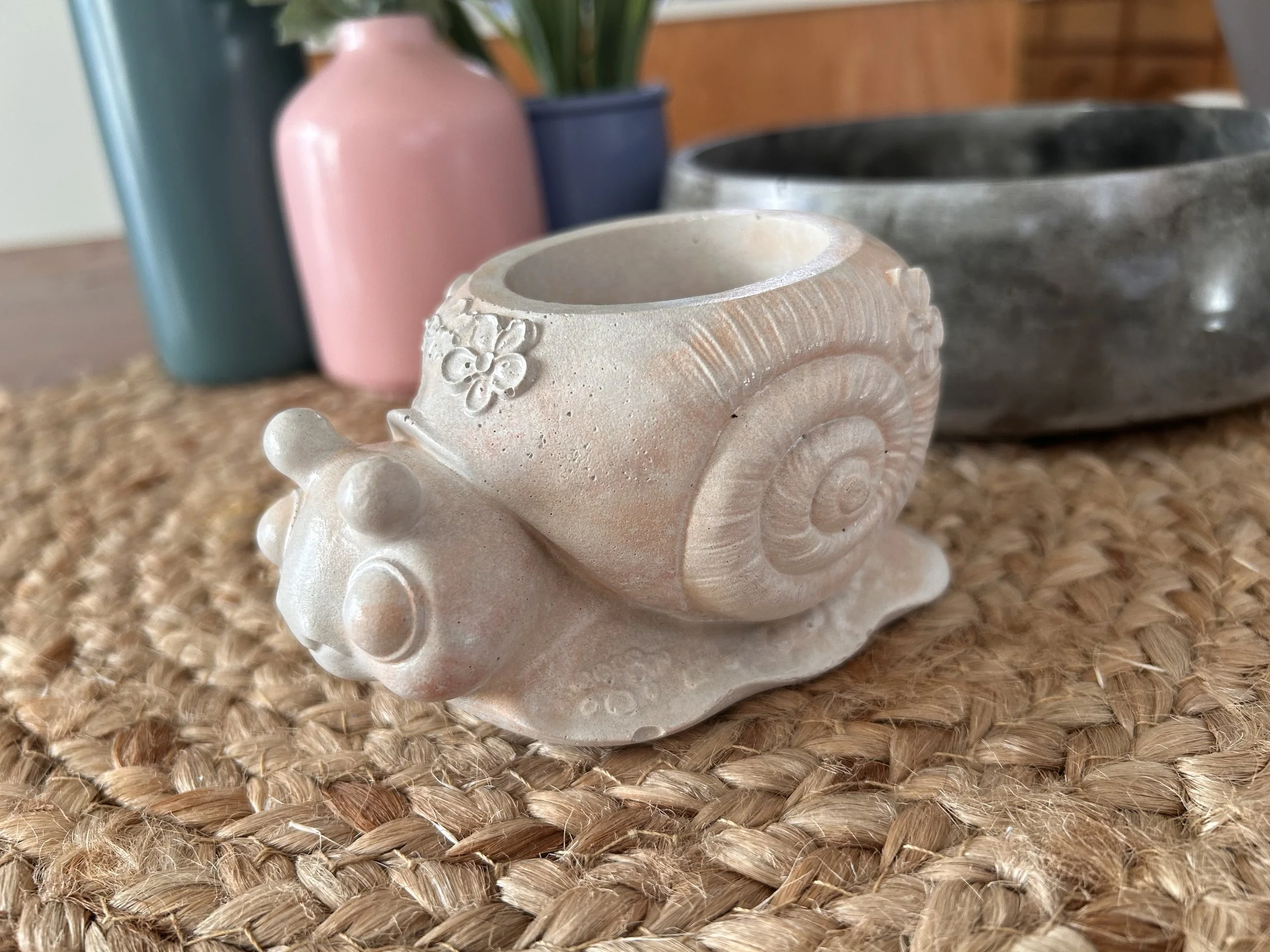 Concrete Snail Planter - 'Sandstone'