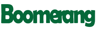 The text 'Boomerang' in green font