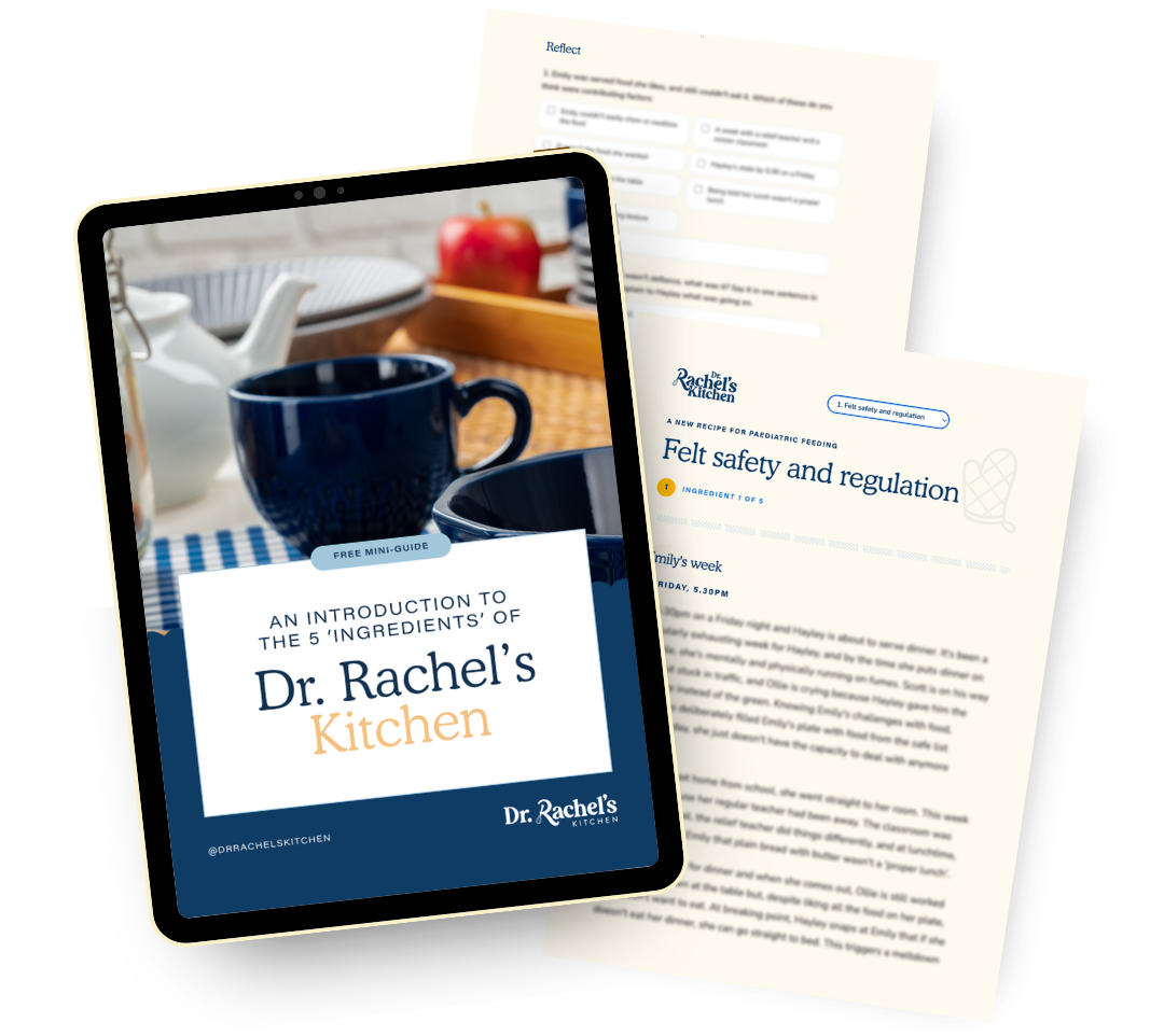 Dr. Rachel Zabel cooking with her daughter — pediatric feeding therapist practicing responsive feeding at home