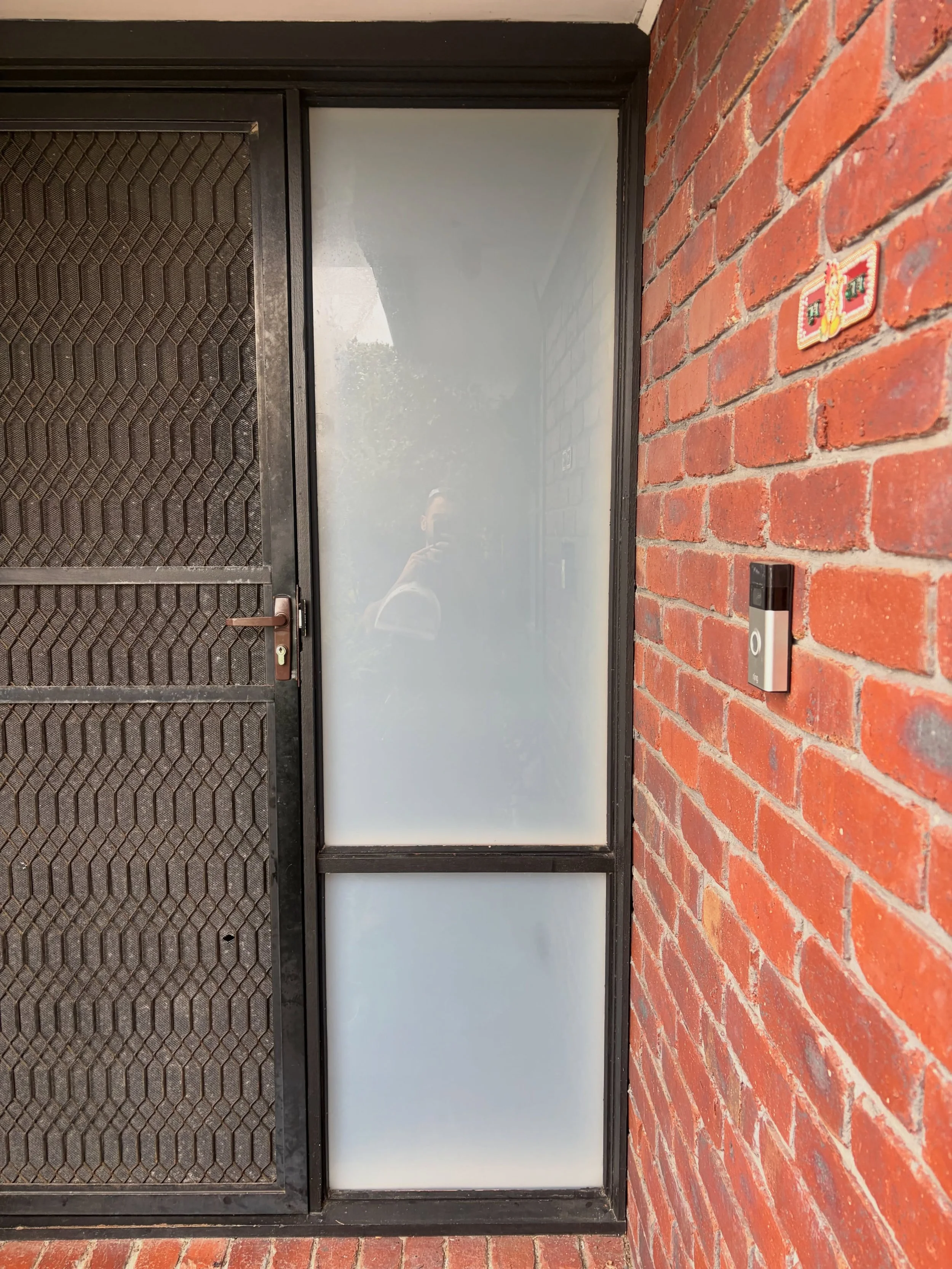 Out with the old clear 4mm float glass, in with the new 6.38mm laminate safety frosted glass!

Another happy customer !