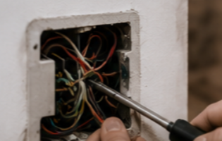 Licensed electrician installing a residential switchboard in Melbourne