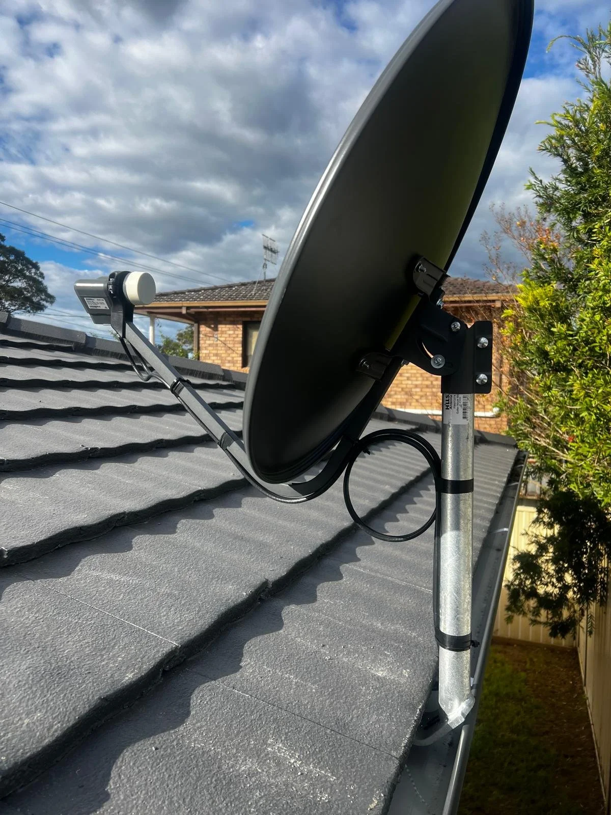 Residential satellite dish installation for Foxtel services on the Central Coast