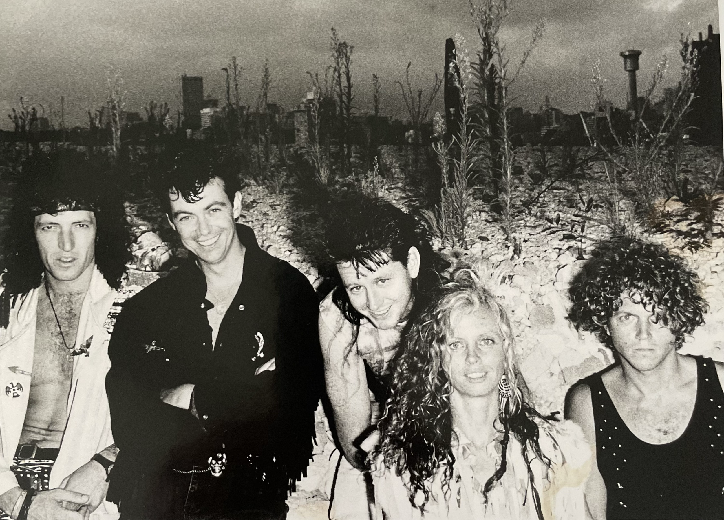 The first incarnation of Modern Primitives. L-R: Mick Buckley, Rohan Cannon, BC, Nowmi Elk and Bill Jacobi, circa 1989