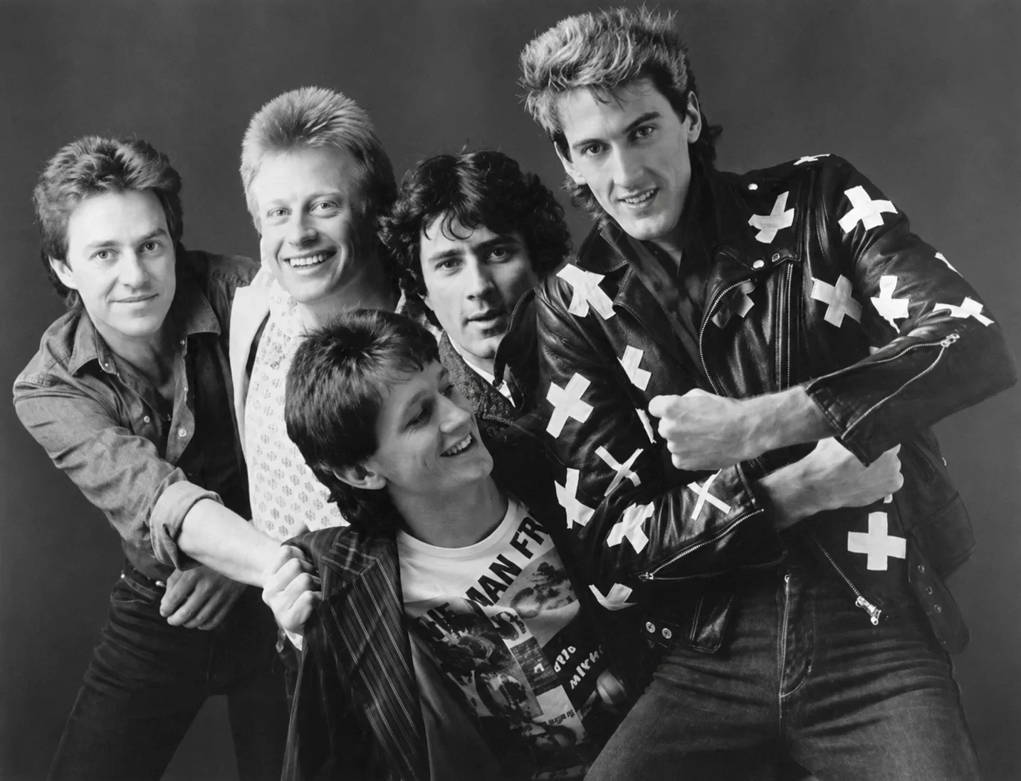 All the orginal members of The Radiators in a promotional B+W image.