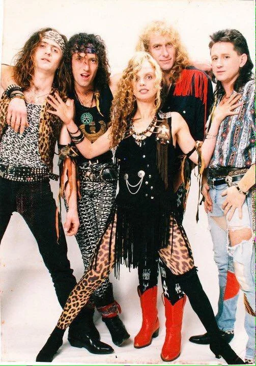 Modern Primitives promo shot, 1990 - L-R: Charlie Dlask, Mick Buckley, Nowmi Elk, Cleve Judge, Brendan Callinan 