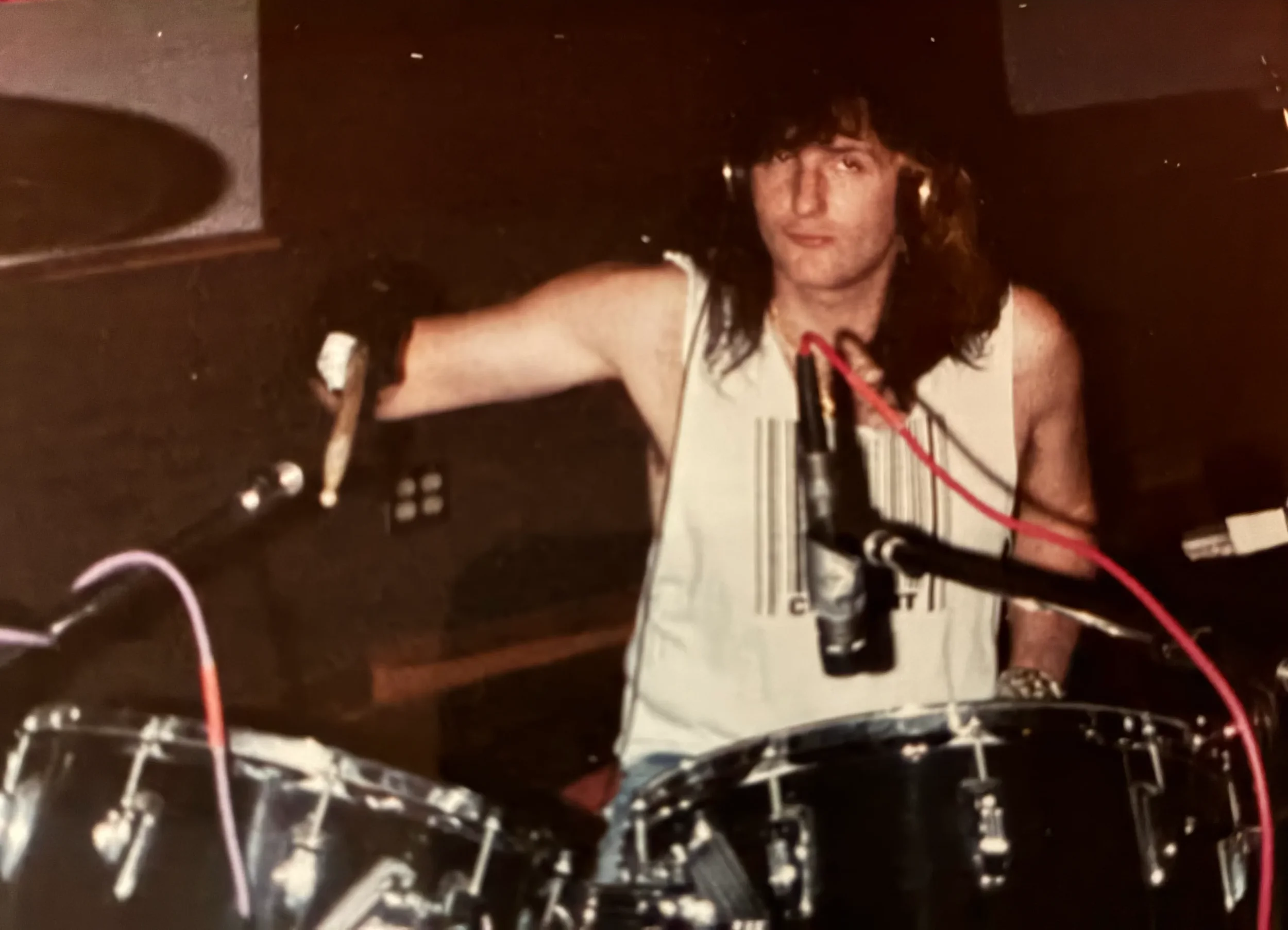 Jeffrey Shapiro behind the drumkit at Ground Control Studios, Santa Monica.