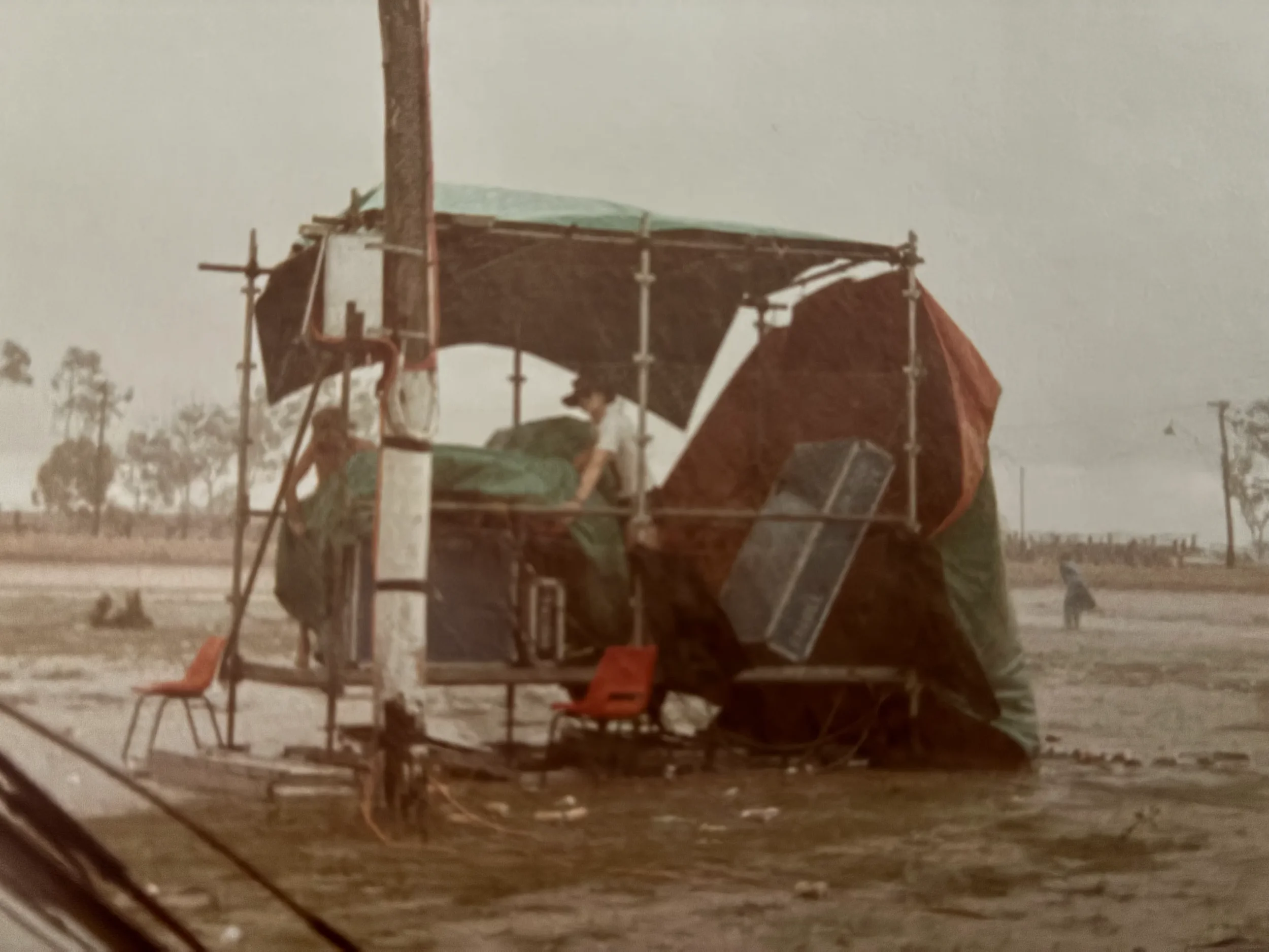 The cancelled 1984 New Year’s Eve show in Bundaberg, Qld, as the rain bucketed down before a note could be played