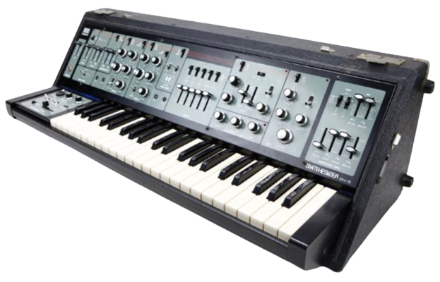 Roland SH 5 Synthesizer on side angle.