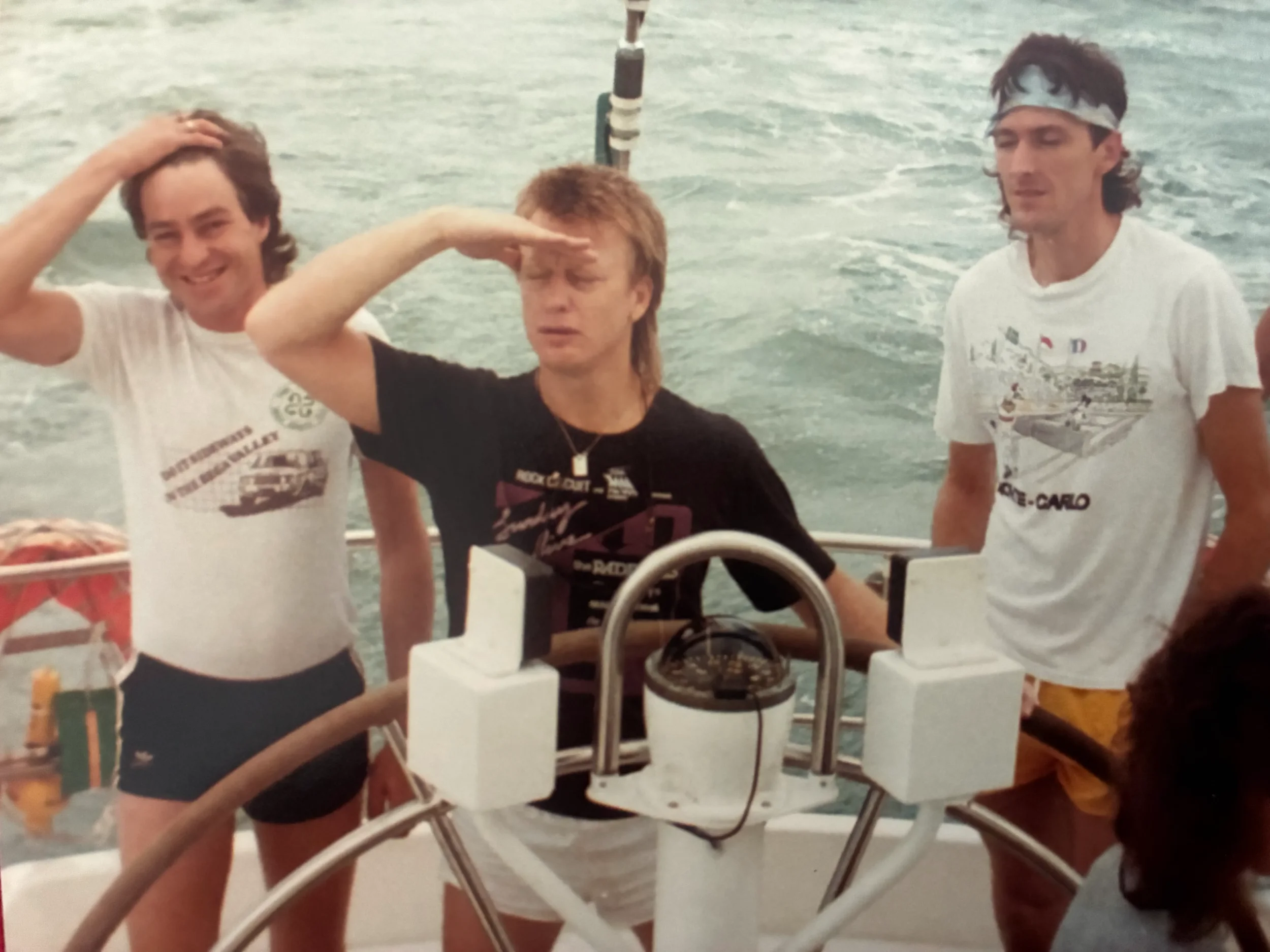 The Radiators enjoy a day sailing on the Apollo, off Cairns circa 1987.