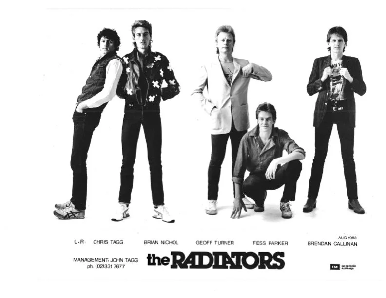 The original lineup of The Radiators (featuring Brendan Callinan, far right), mid-1980s.