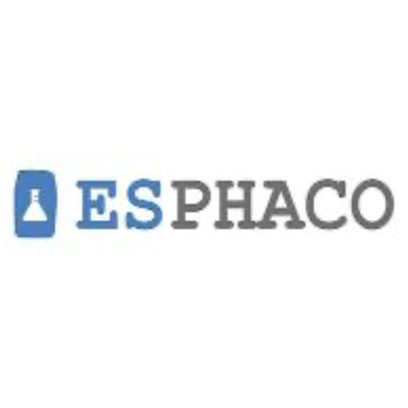 Espiaco logo with a blue laboratory flask icon
