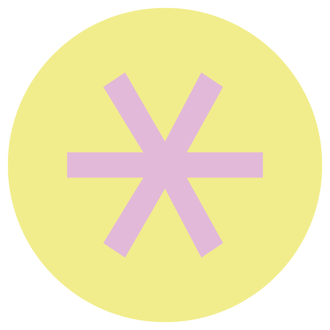 A yellow circle with a purple asterisk in the center.