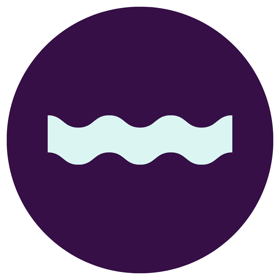 A purple circular icon with a white wave-like line in the center.