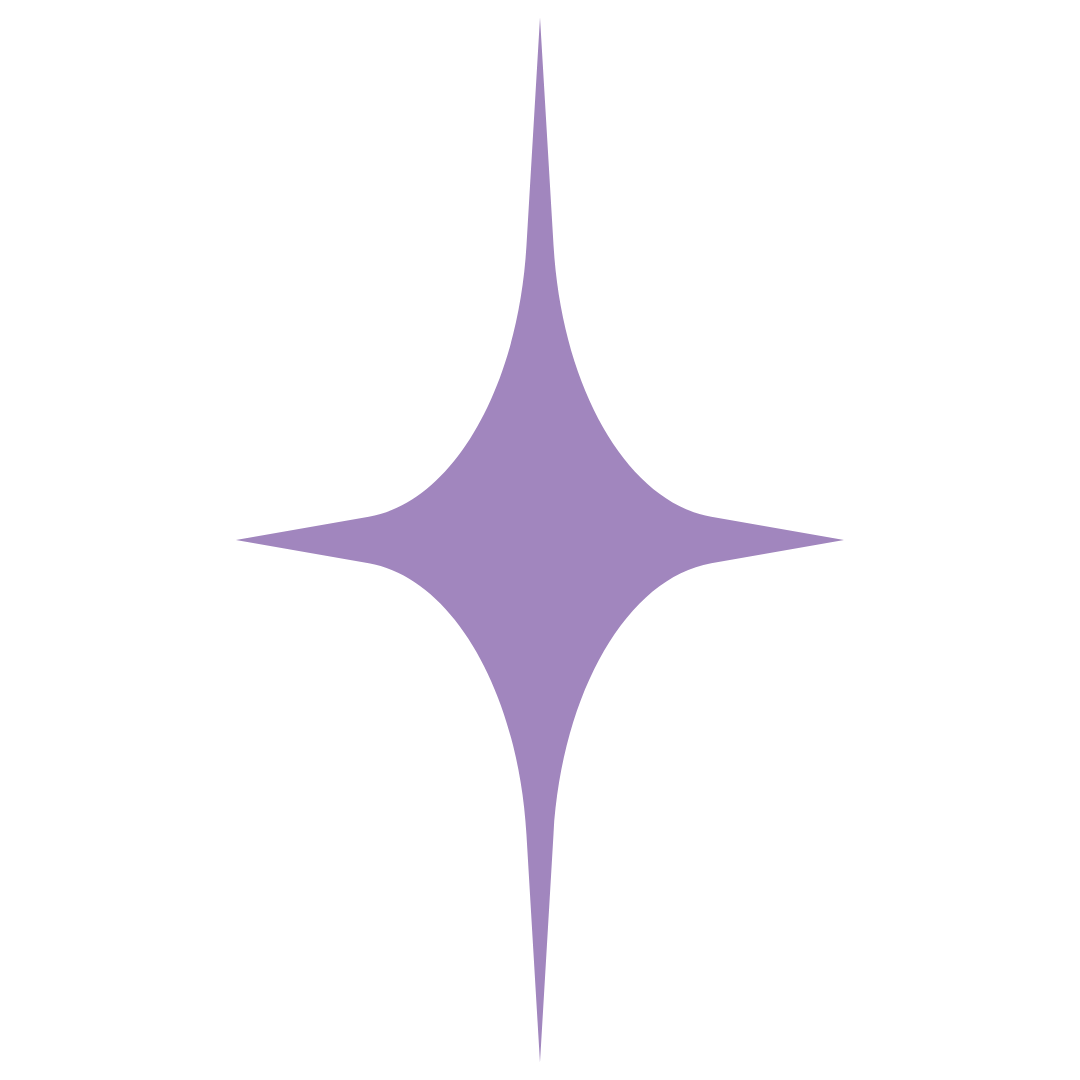 Simplified purple star logo with four points on a black background.