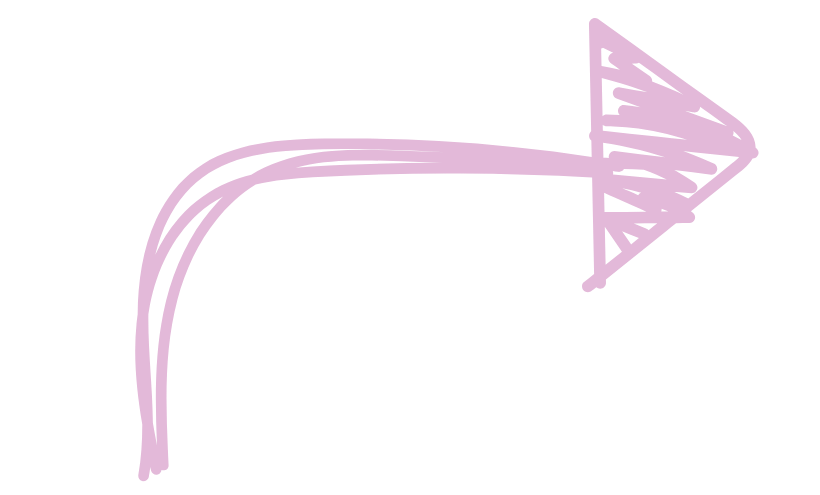 Hand-drawn illustration of a right-facing arrow with a striped head, in light purple color.