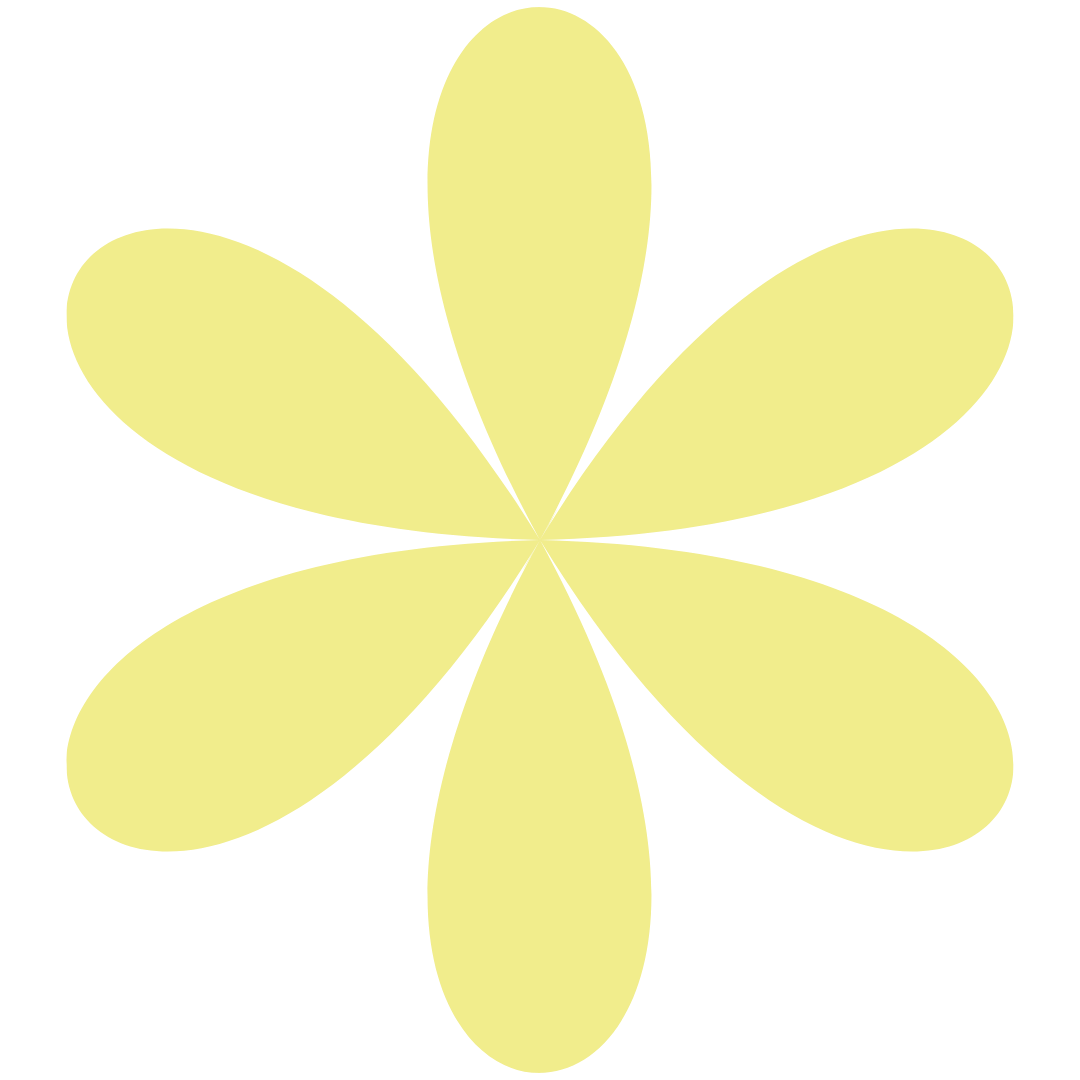 Stylized yellow flower with six elongated petals against a black background.