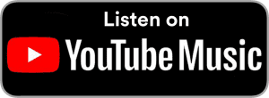 Black background with white text that says 'Listen on YouTube Music' and the YouTube Music logo.