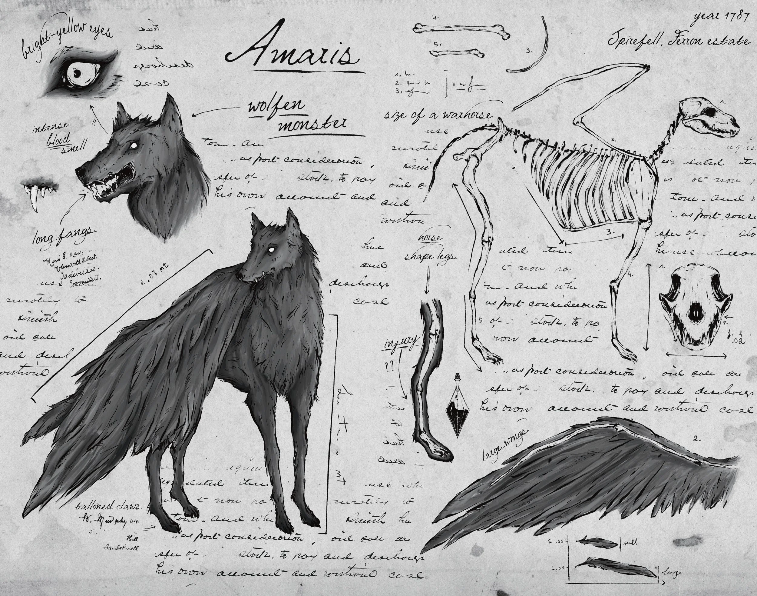 Amaris wolfen monster illustration