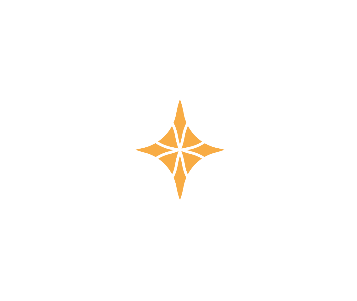 Un motif géométrique circulaire avec des lignes blanches formant un design floral abstrait, avec des zones orange au centre sur un fond noir.
