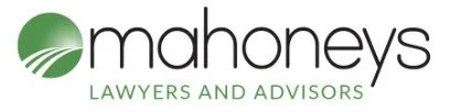 Mahoneys Lawyers and Advisors logo with a green and black design.
