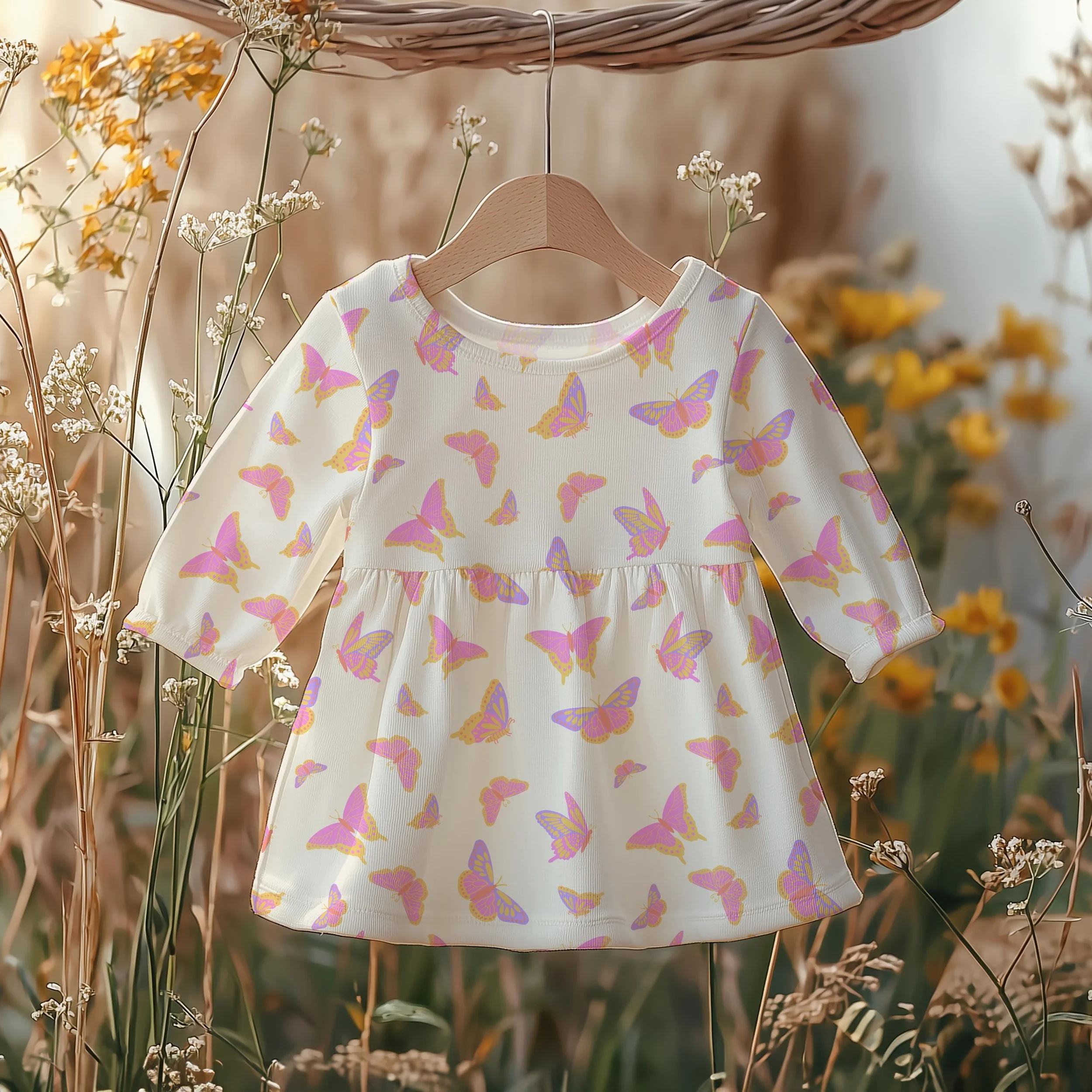 Kids's dress with butterfly pattern