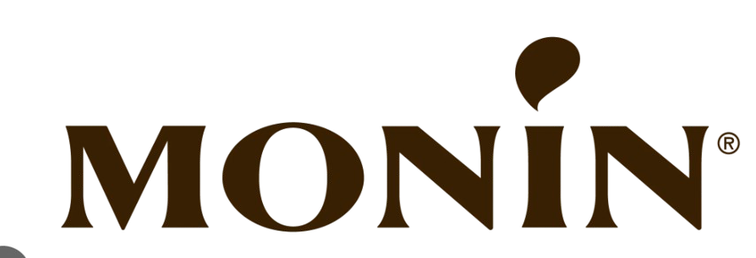 Logo de la marque Monin en lettres brunes, avec un style artistique et une touche d'élégance.