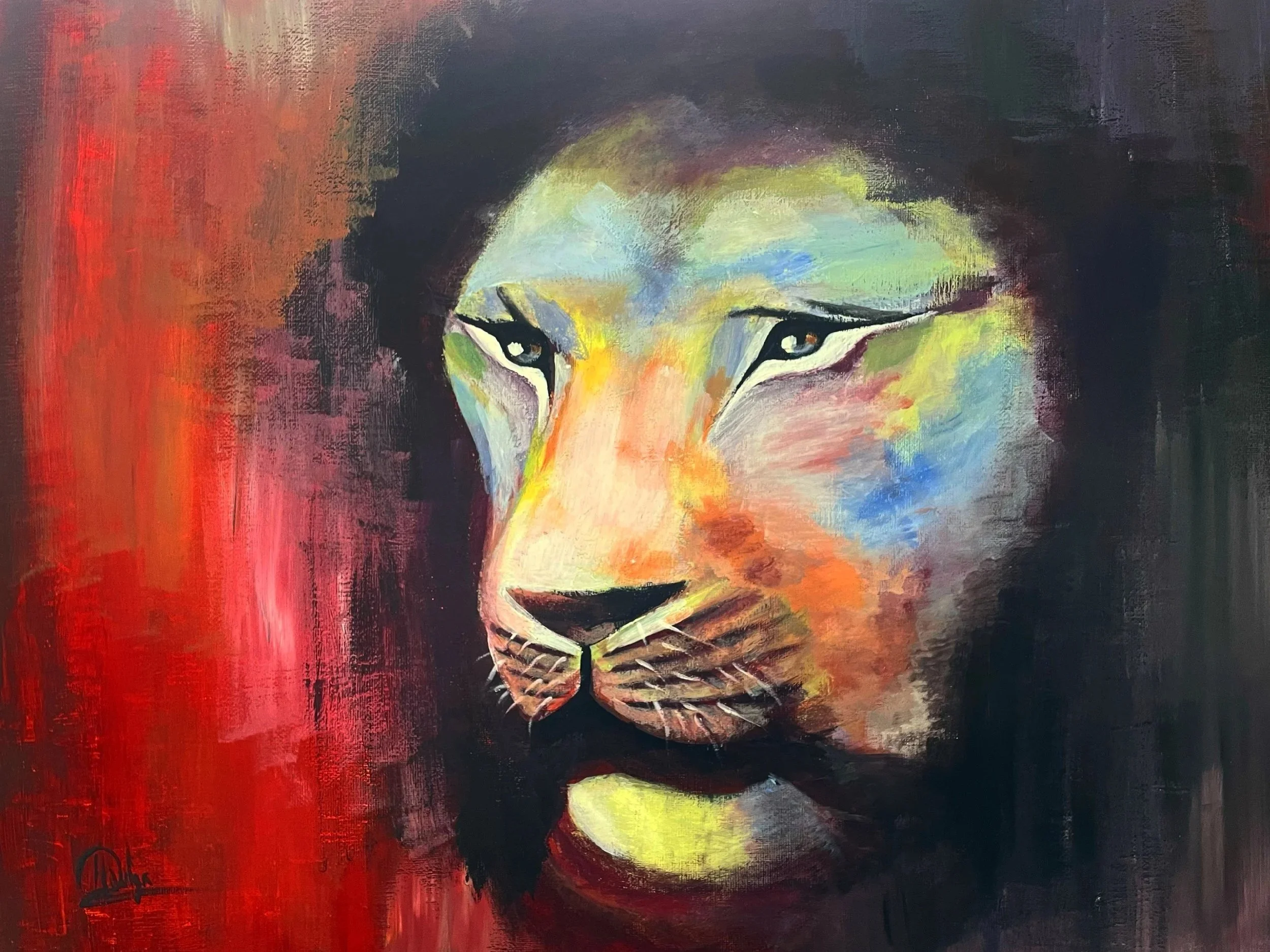 Lion,
Acrylic on canvas
42 x 51 cm (16 x 20 in),
£450