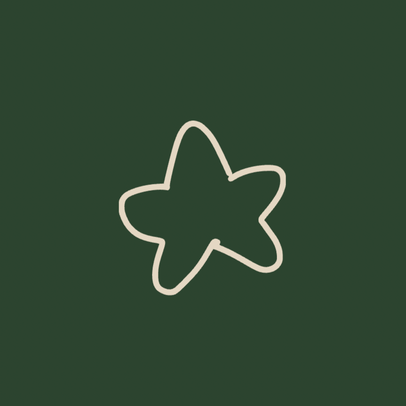 Outline of a star on a dark green background.