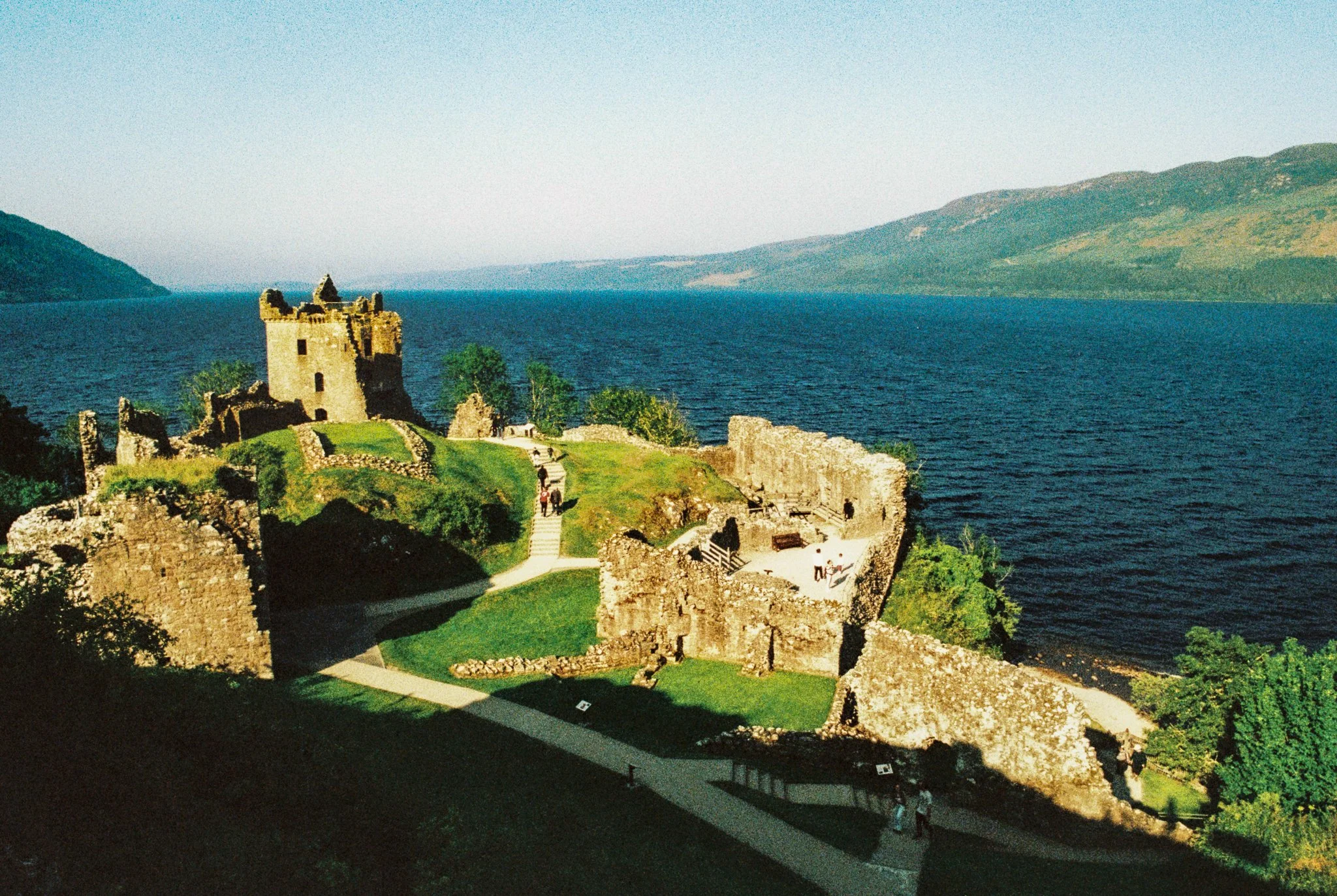 Castle Urquhart with creeping shadow. Loch Ness