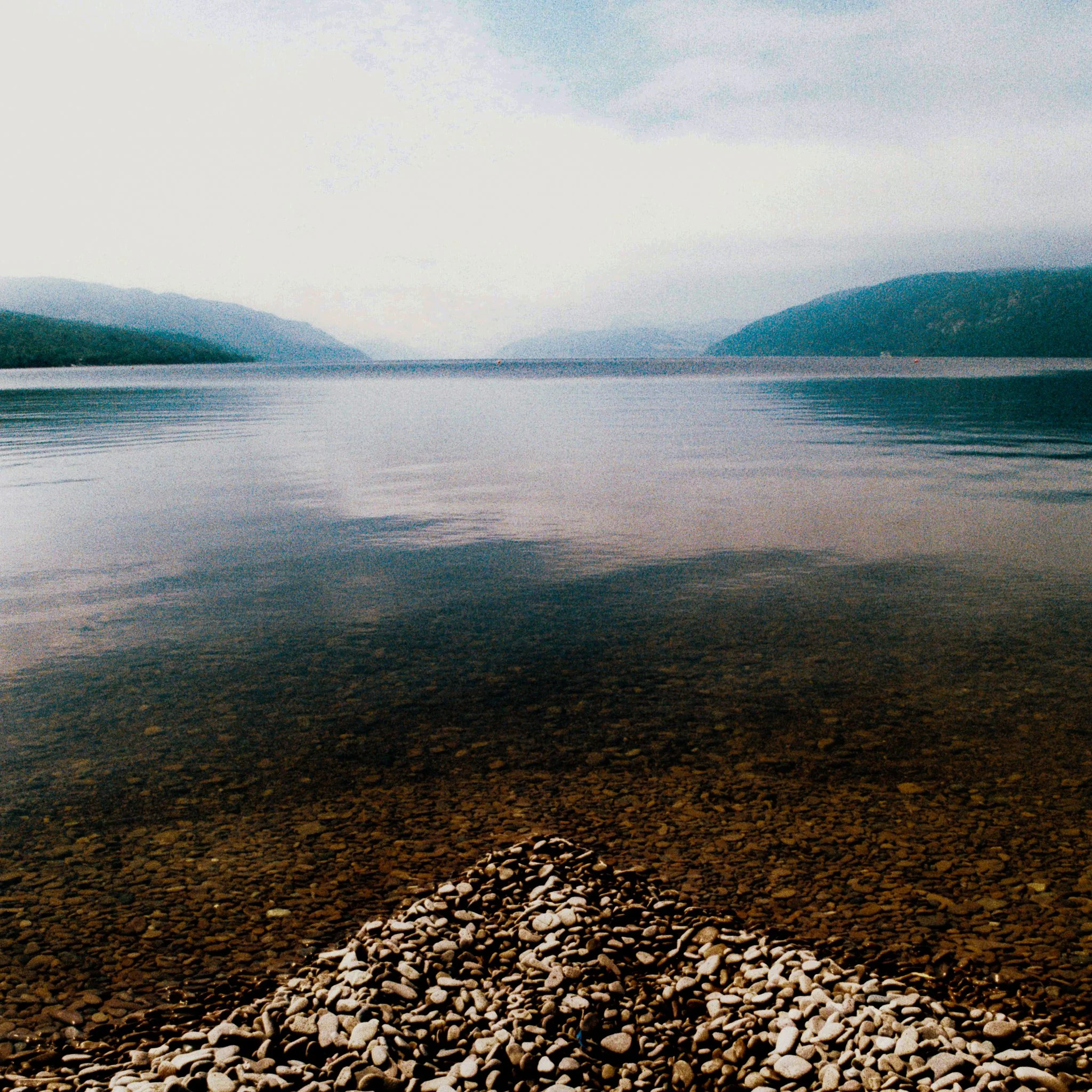 turning a sunny day misty. Dores Beach, Loch Ness