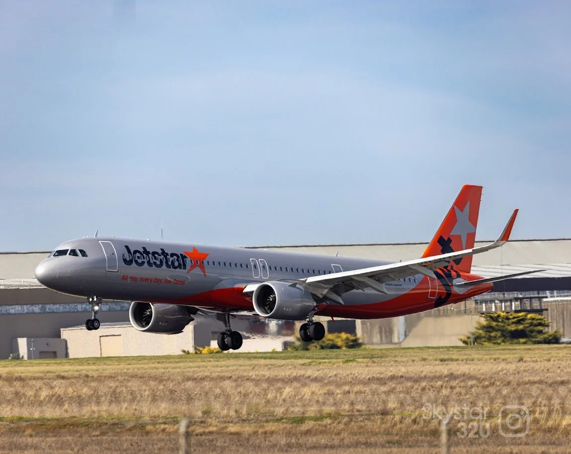 Jetstar A321 XLR about to touchdown at Melbourne Australia