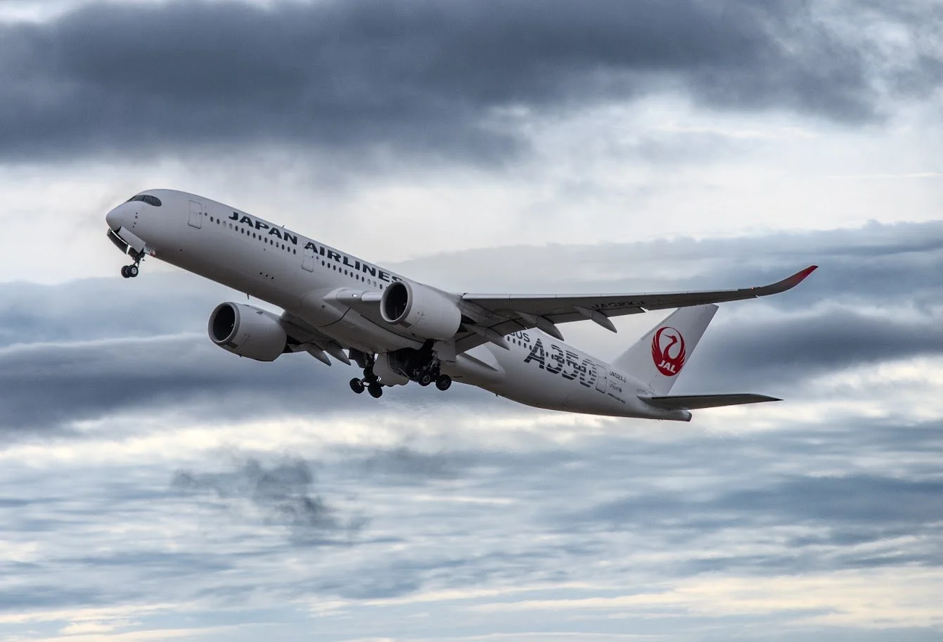 JAL A350 departs Sapporo CTS Airport, Japan