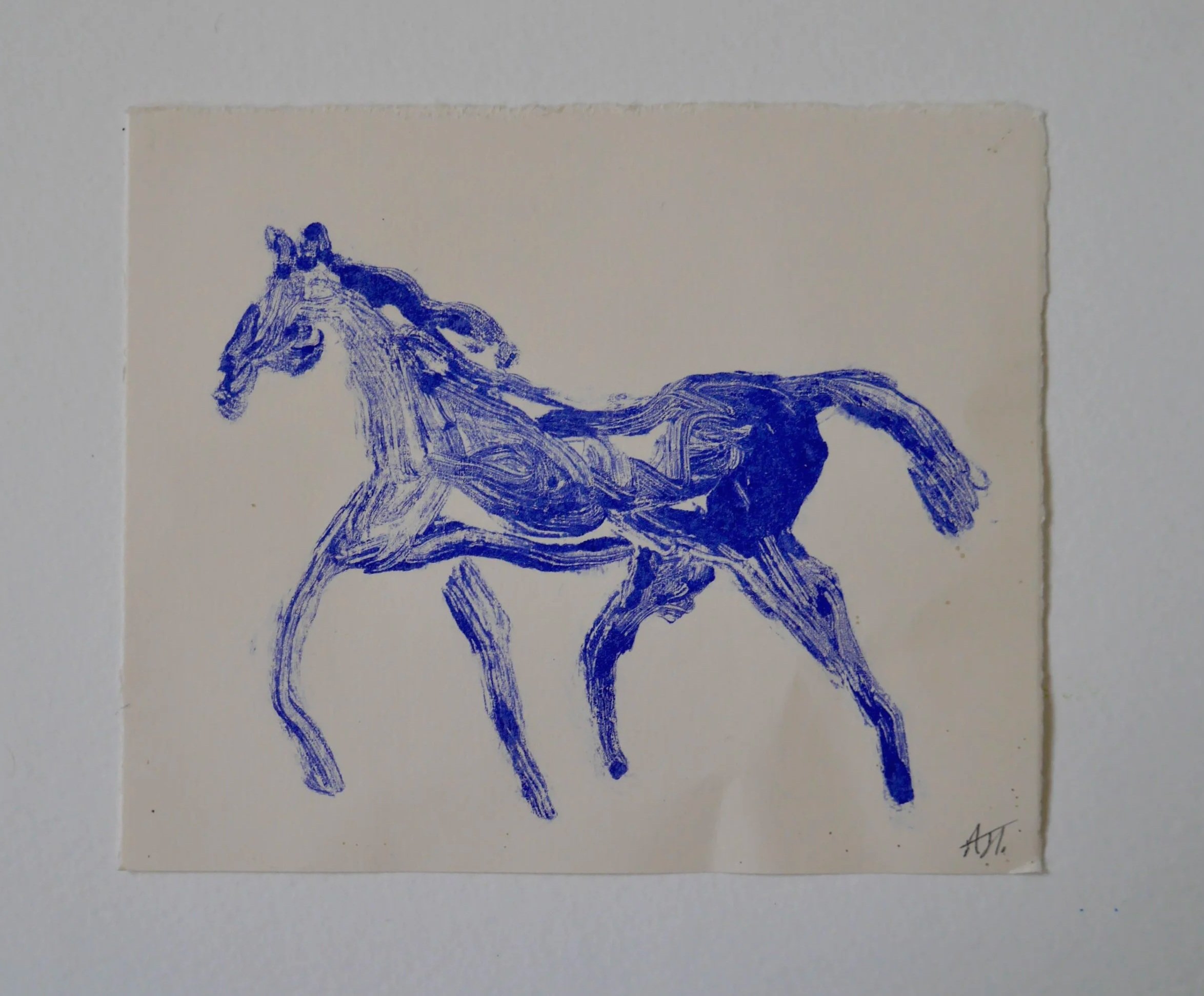 Blue Horse - Monotype in Oil