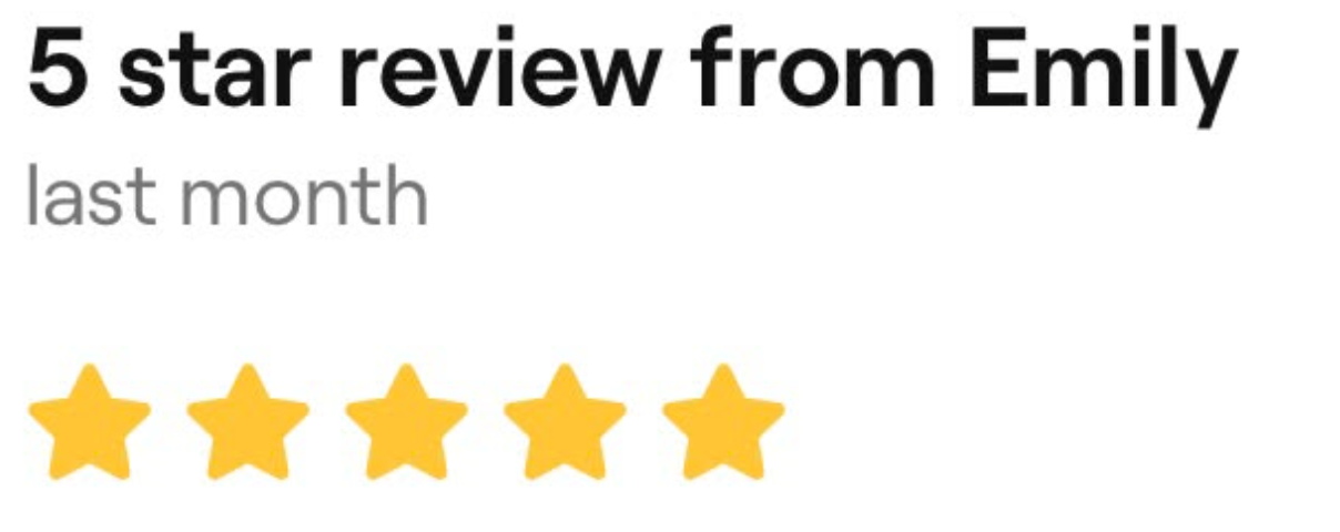 5-star review from Emily for a product or service, posted last month