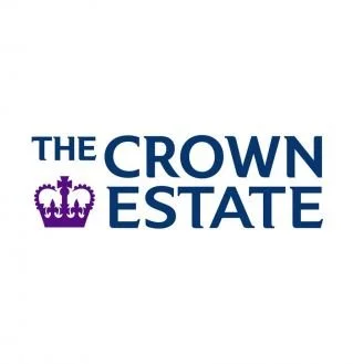 Logo of The Crown Estate with a purple crown icon and navy blue text.