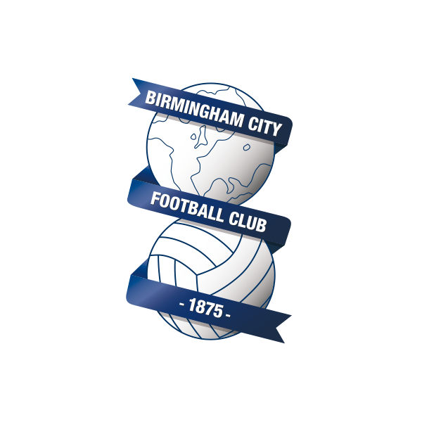 Logo for Birmingham City Football Club featuring a globe and a football with the club's name and founding year 1875.