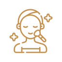 Icon of a customer service representative with a headset and microphone