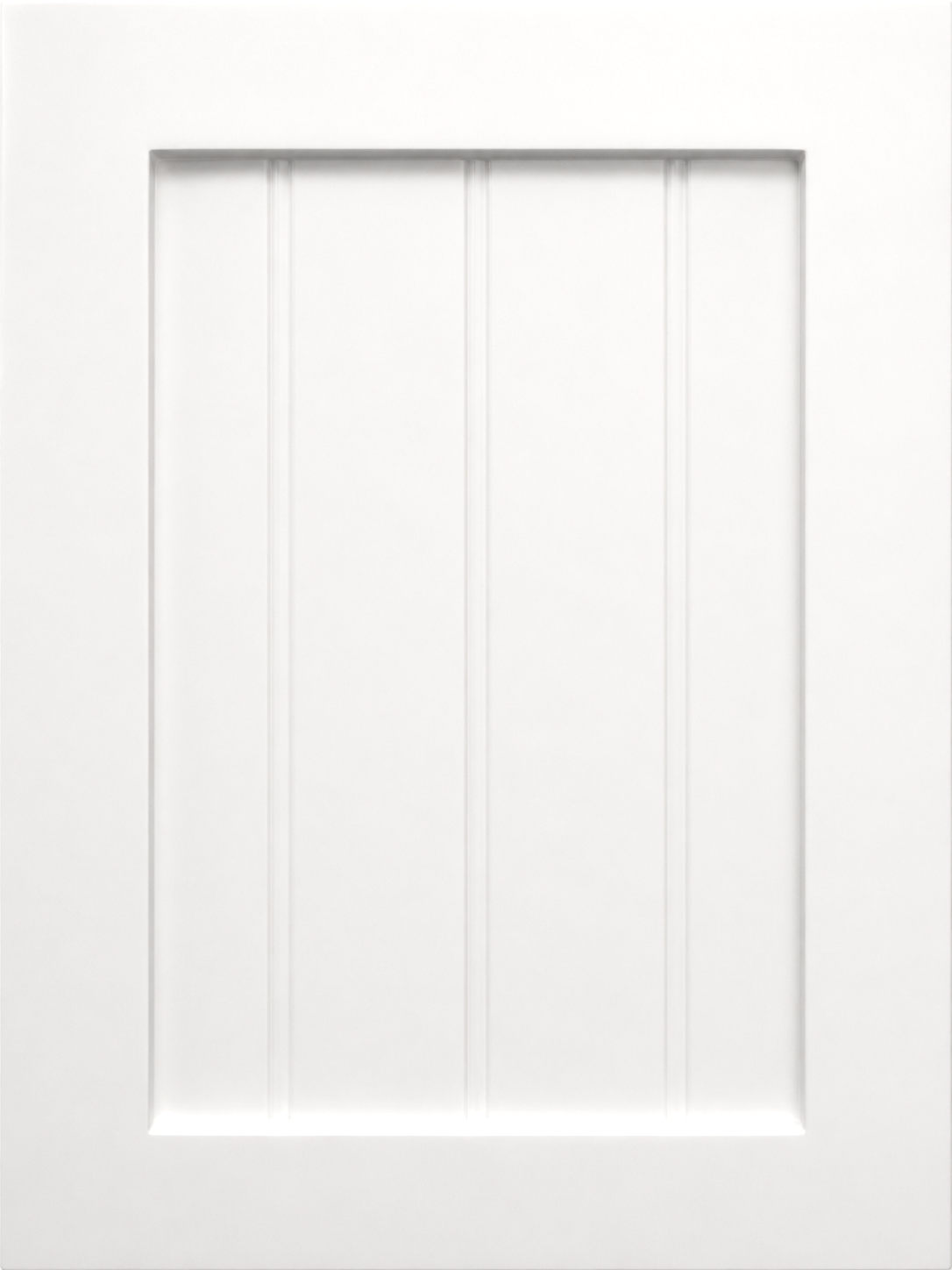 White panel door with vertical grooves and recessed framing.
