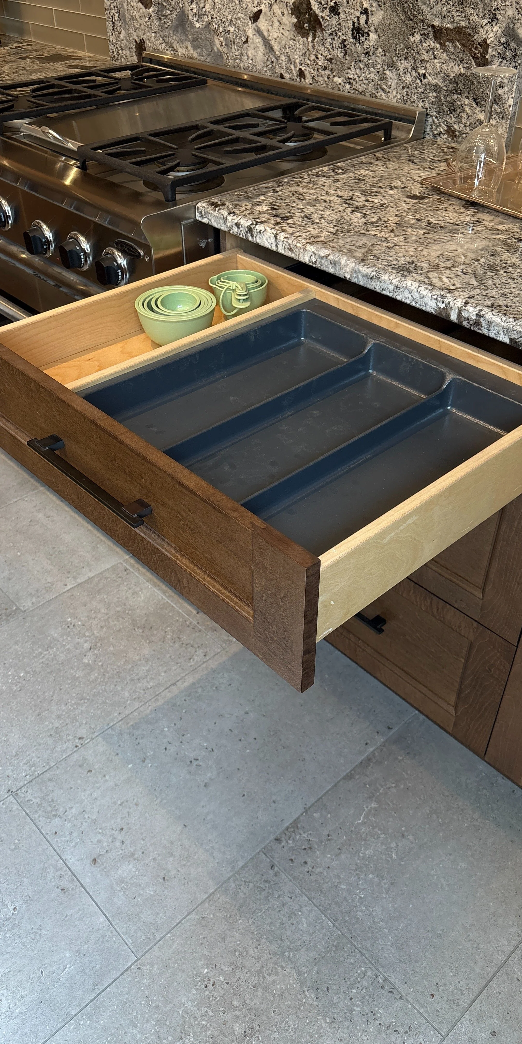 Grey utensil tray