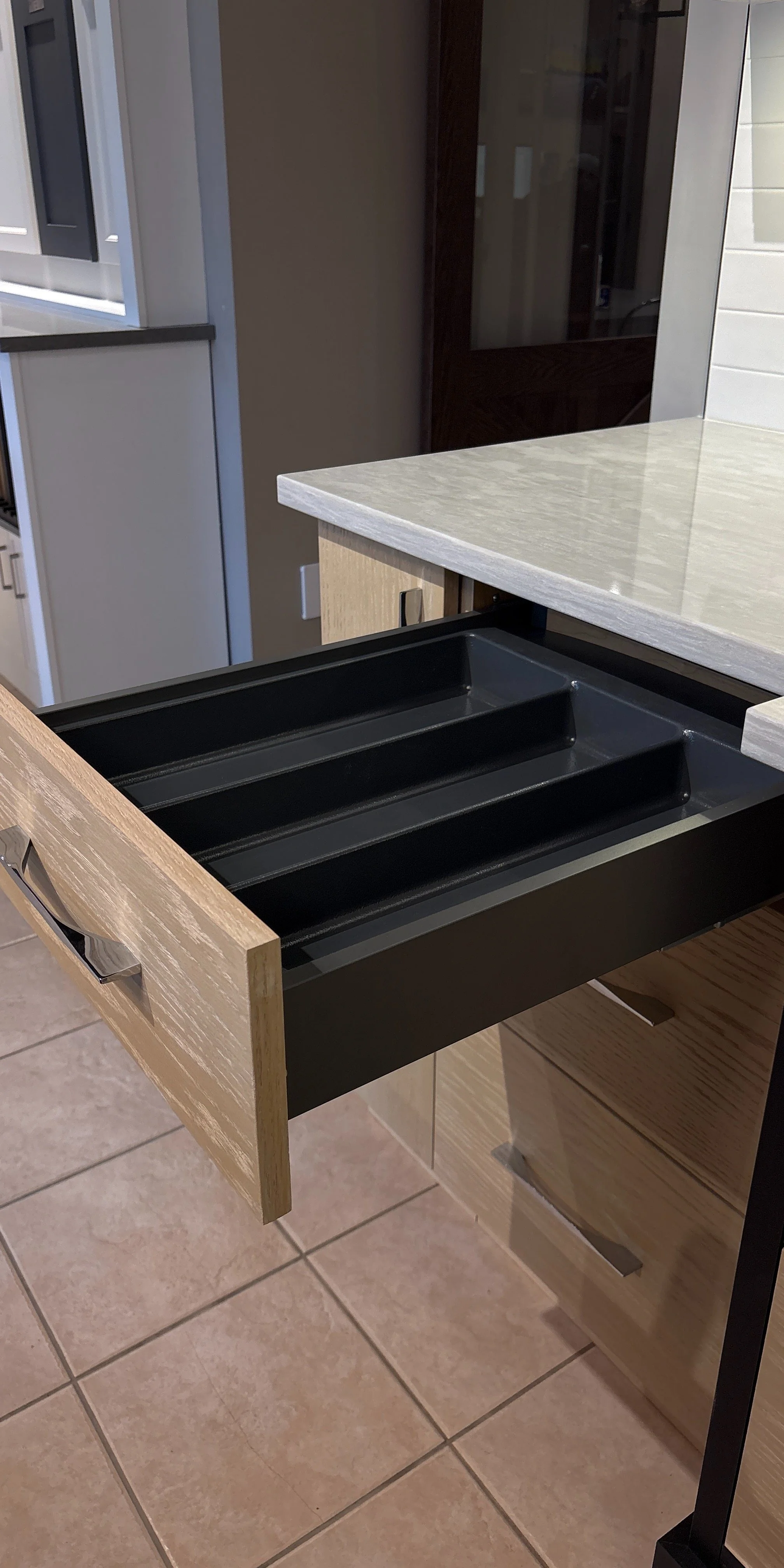 Grey utensil tray