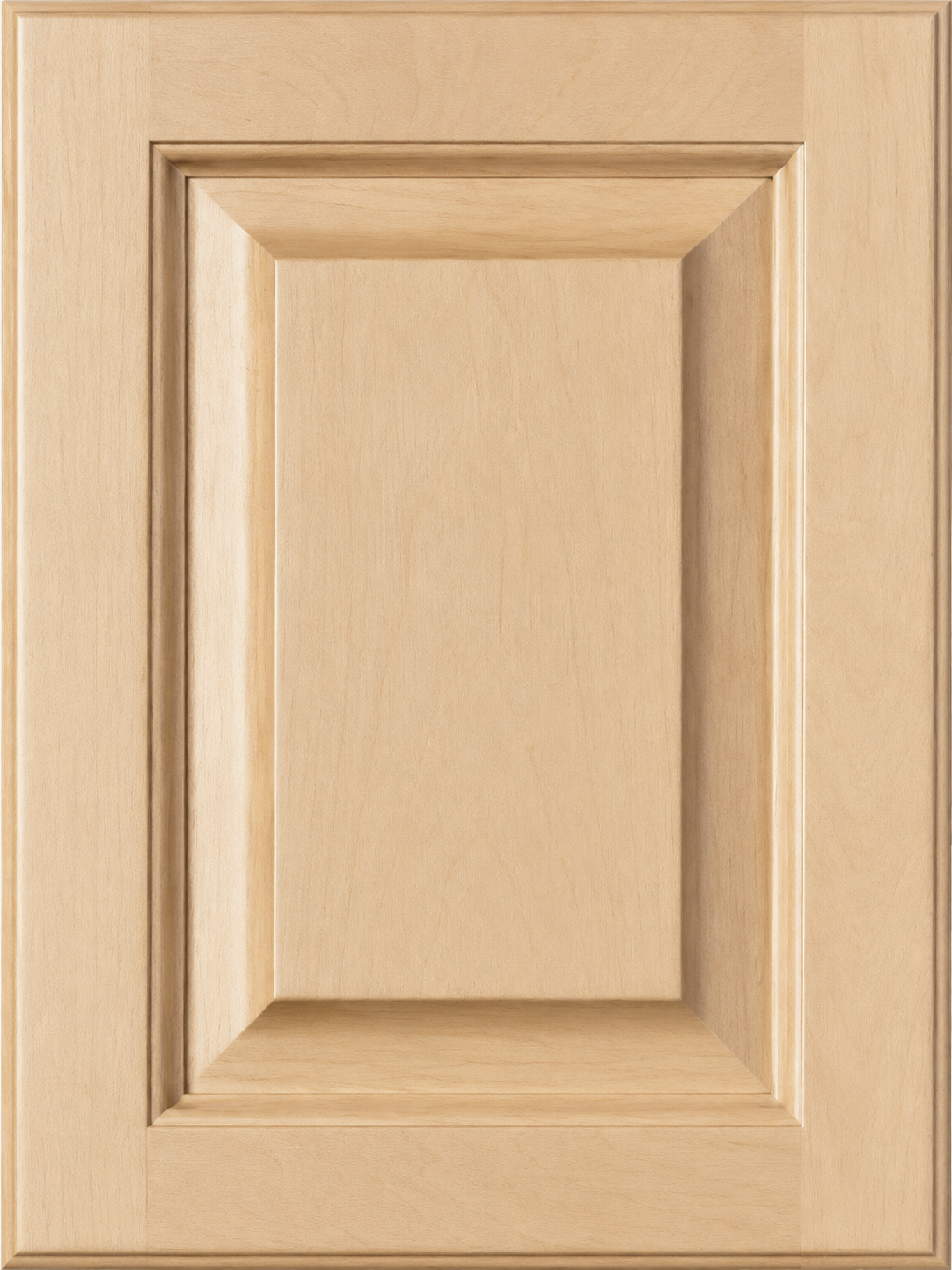 A light wood cabinet door with a recessed panel design.
