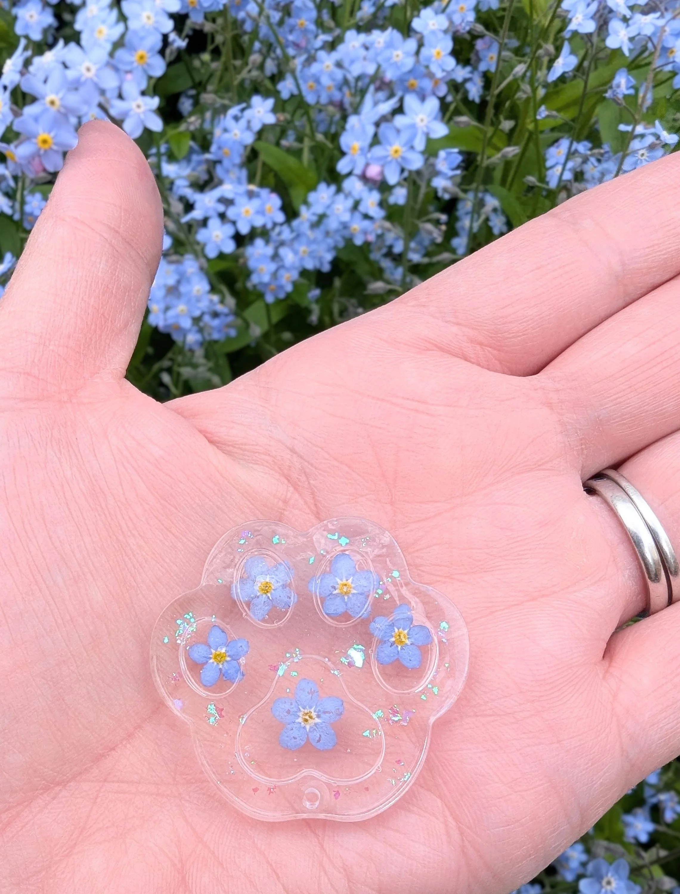Forget Me Not Paw Print Pocket Hug: Pet Memorial Gift