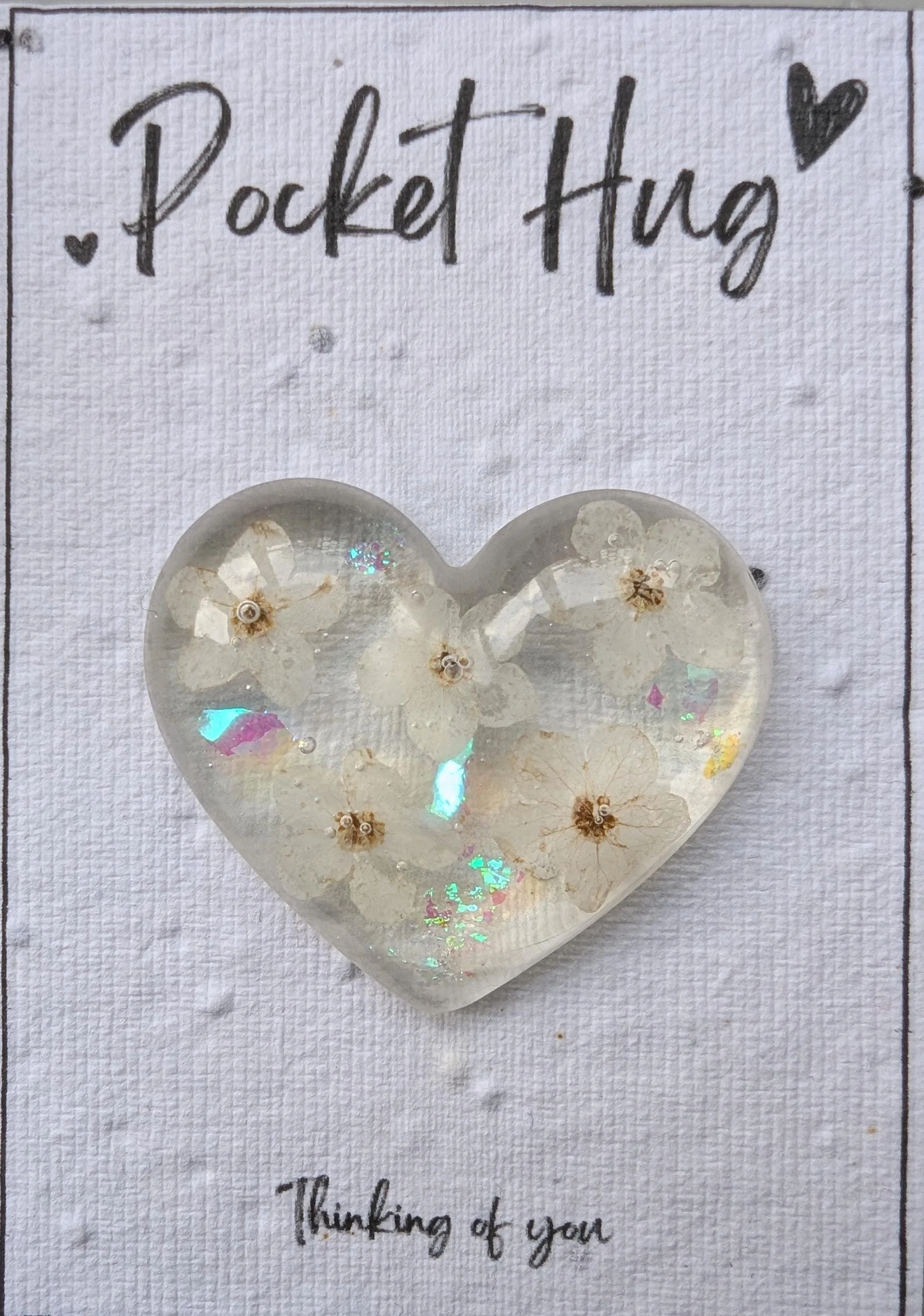 Personalized Wedding Favor: Pressed Flower Heart on Plantable Seeded Card