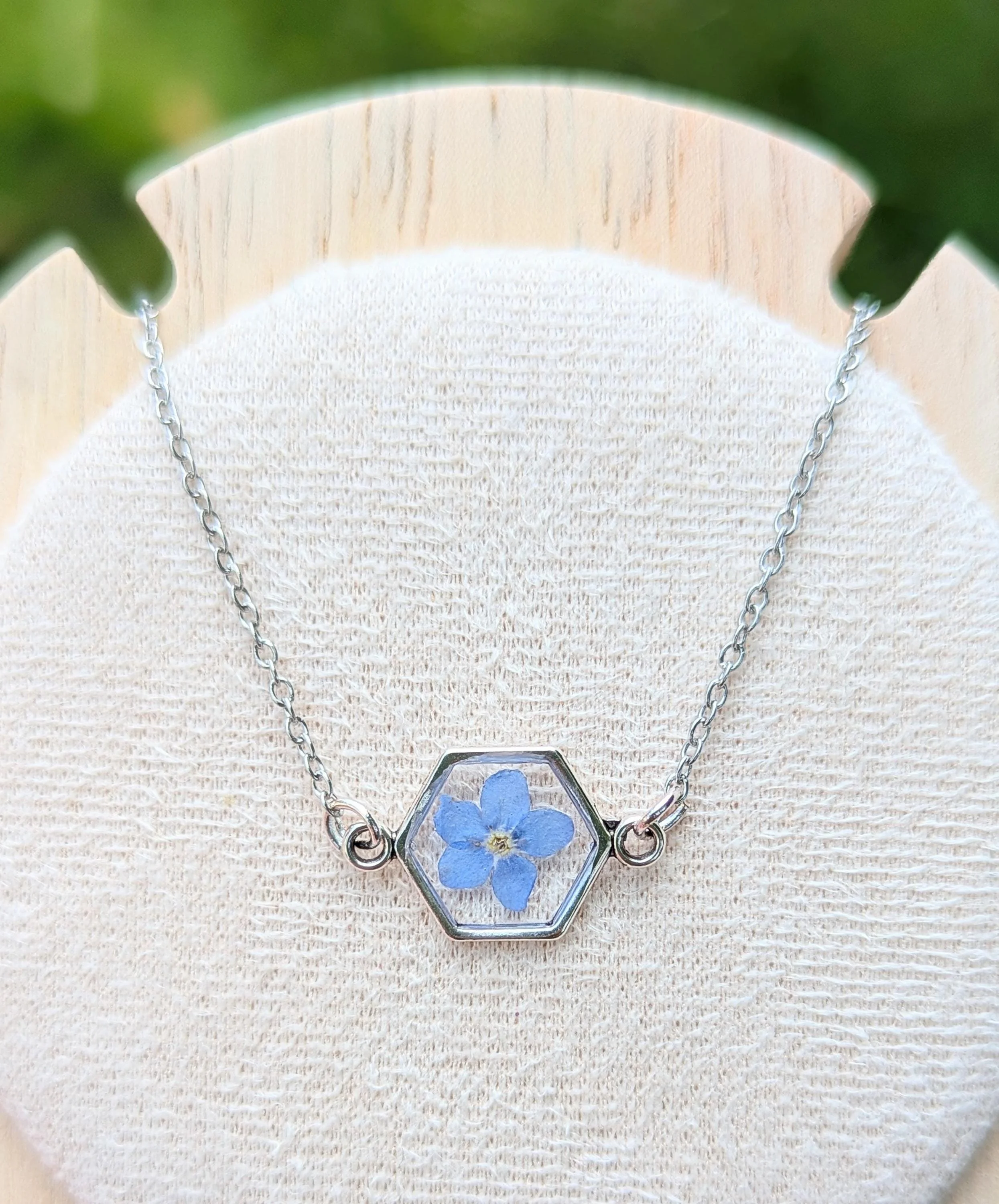 Real Forget-Me-Not Resin Bracelet: Pressed Flower Jewelry