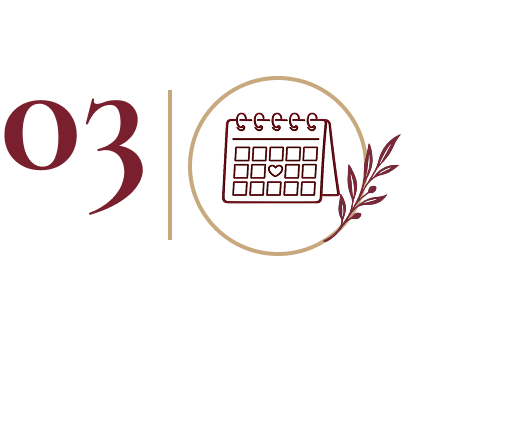 Logo avec le chiffre 03, un calendrier et des branches d'olivier représantant la date 3 mars.